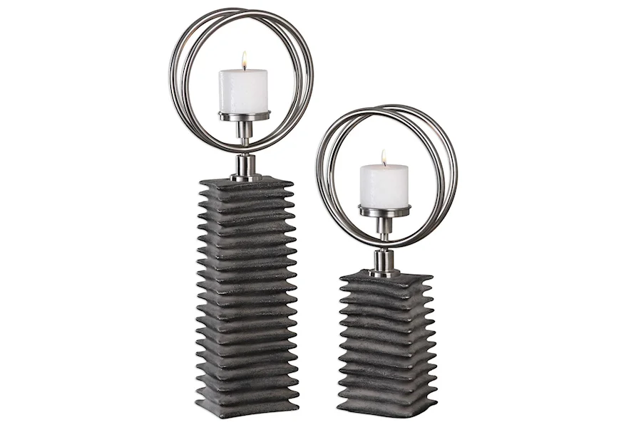 Accessories - Candle Holders Eugenio Black Ceramic Candleholders by Uttermost at Esprit Decor Home Furnishings